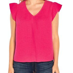 NWT Three Dots sz XXL Fuschia double gauze cotton shirt